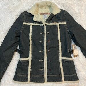 Billabong Women's  Denim Jacket with sherpa Trim